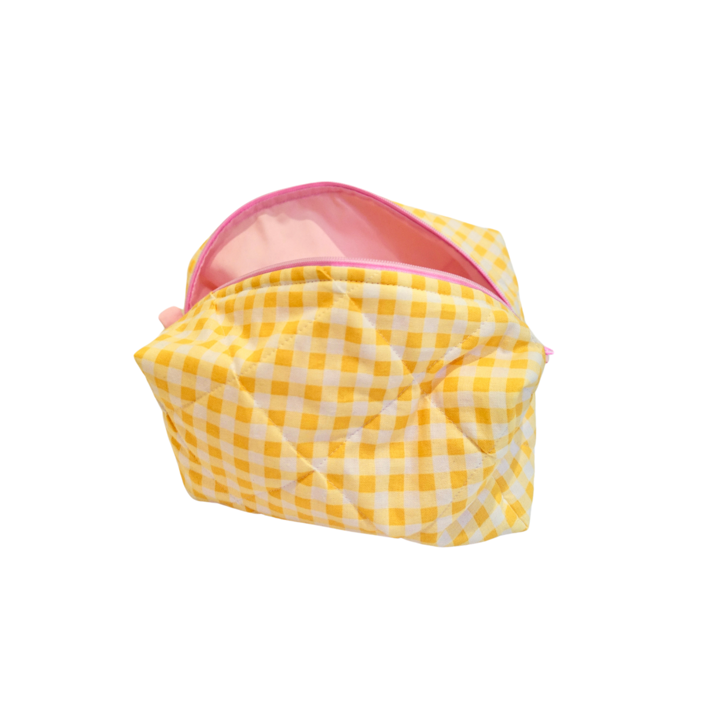 Yellow Gingham Toiletry Bag
