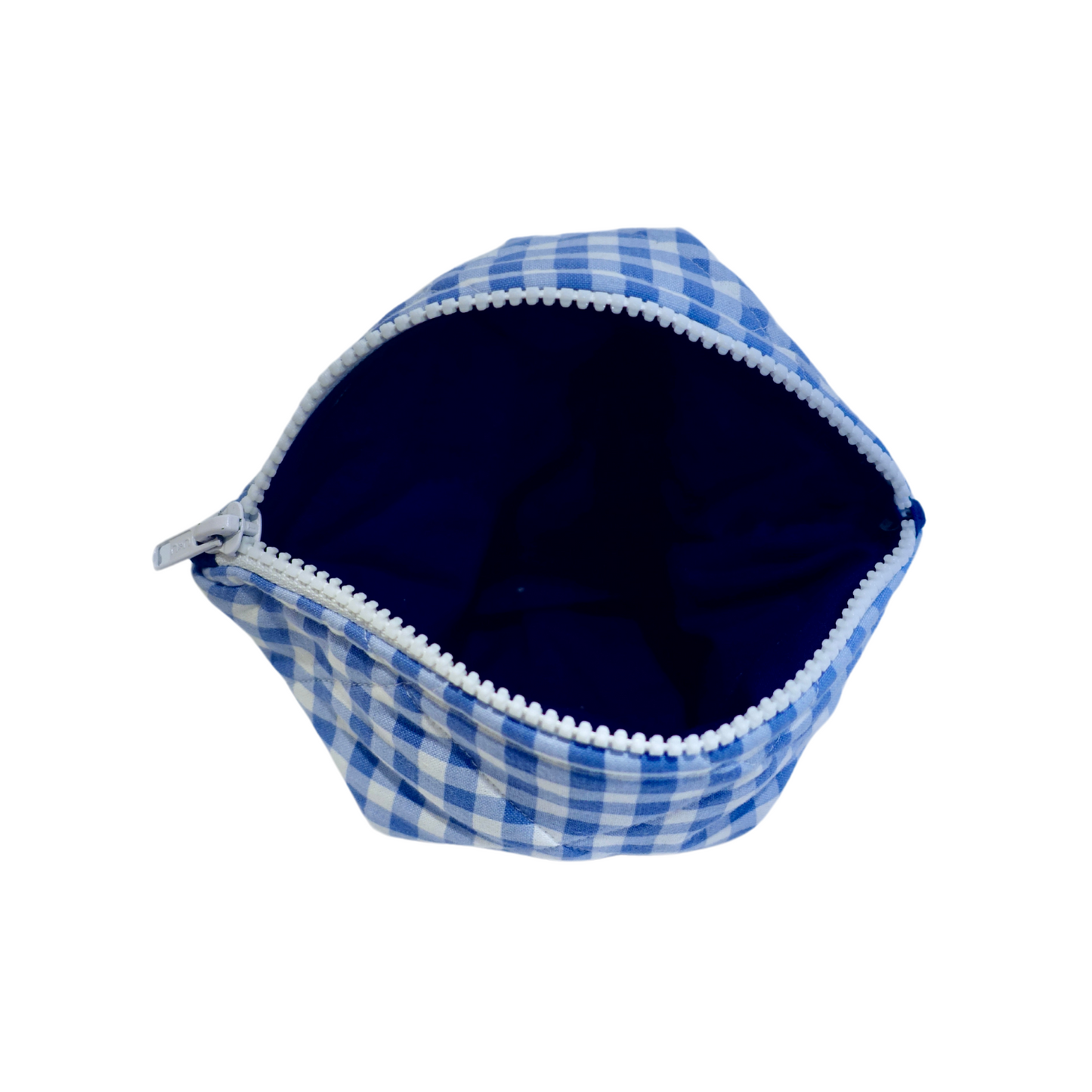 Blue Gingham Flat Pouch