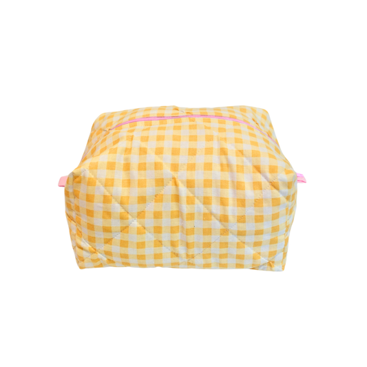 Yellow Gingham Toiletry Bag